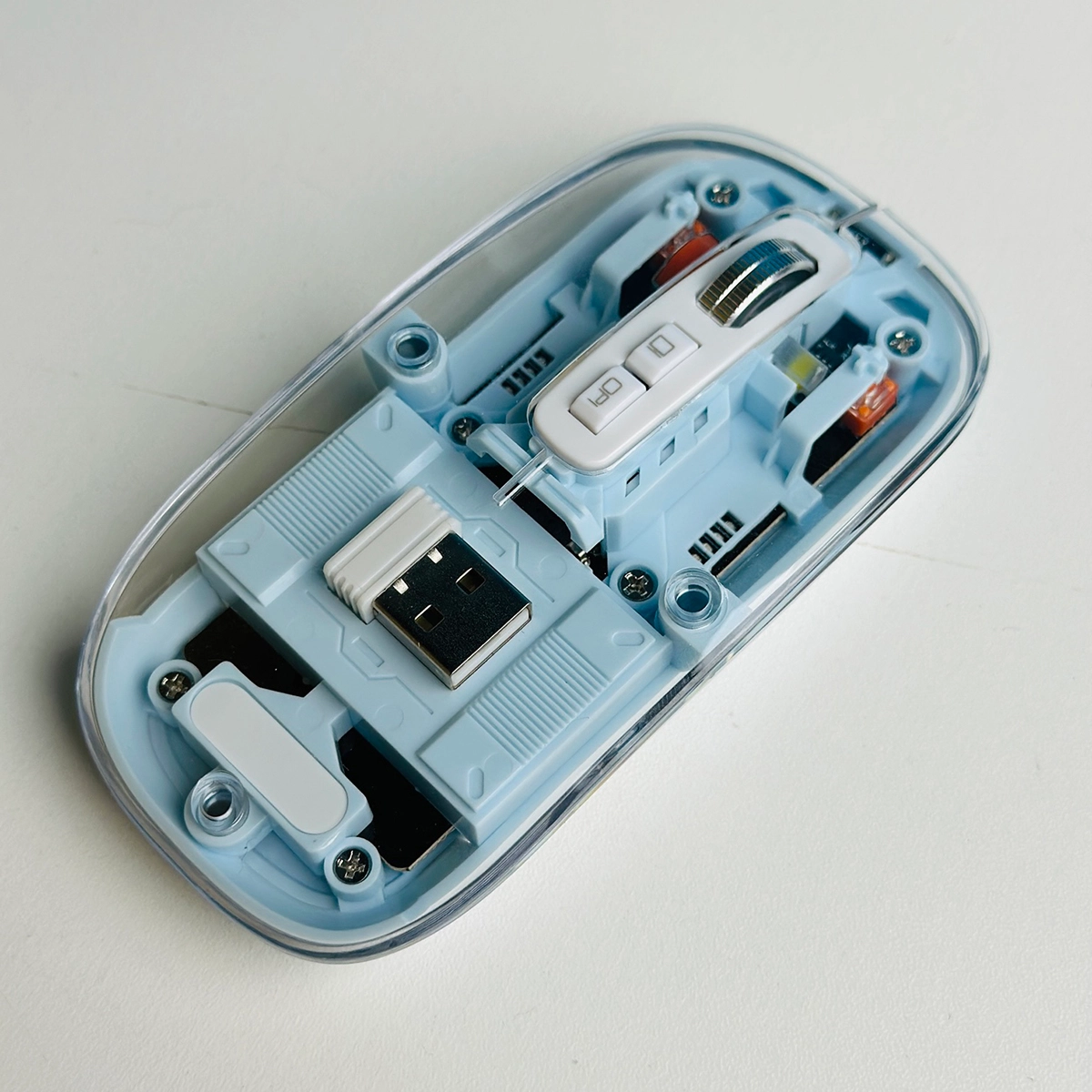 GearUP WM30 Transparent Crystal Wireless Mouse | 2.4G + Bluetooth | Magnetic | Blue